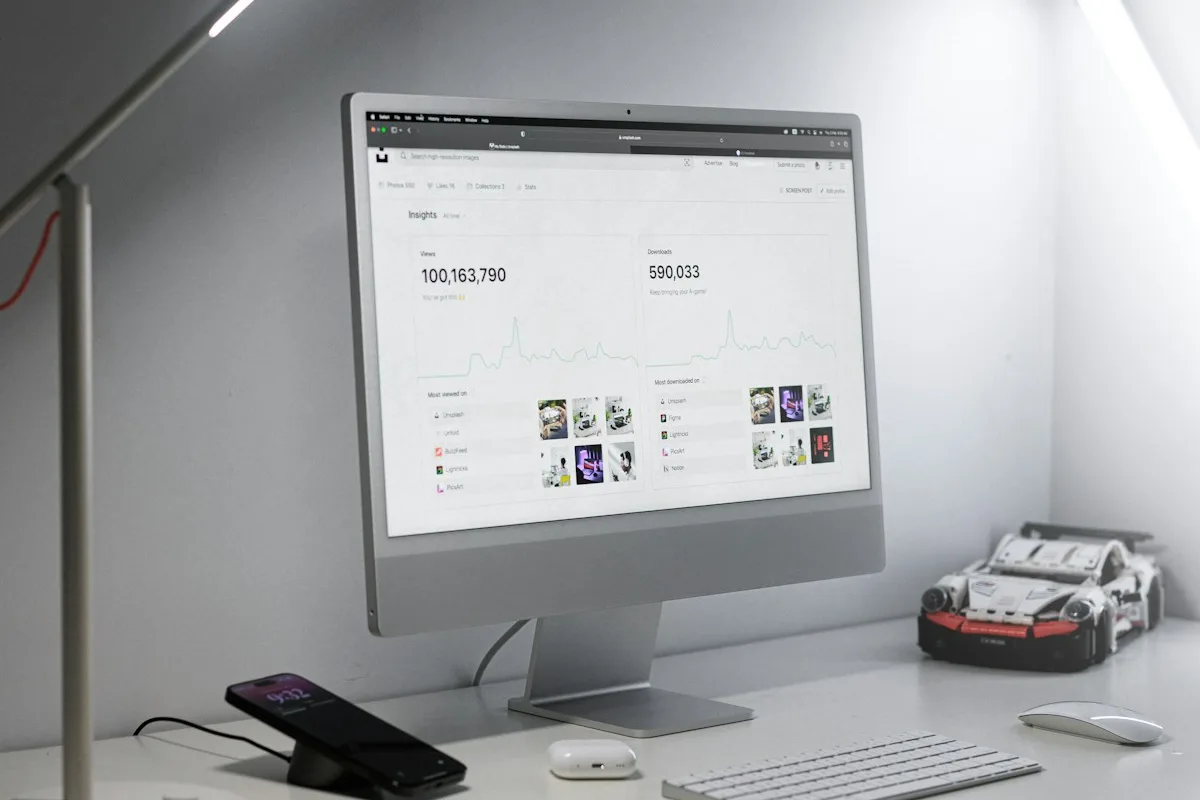 Desktop monitor displaying audience reach and engagement statistics